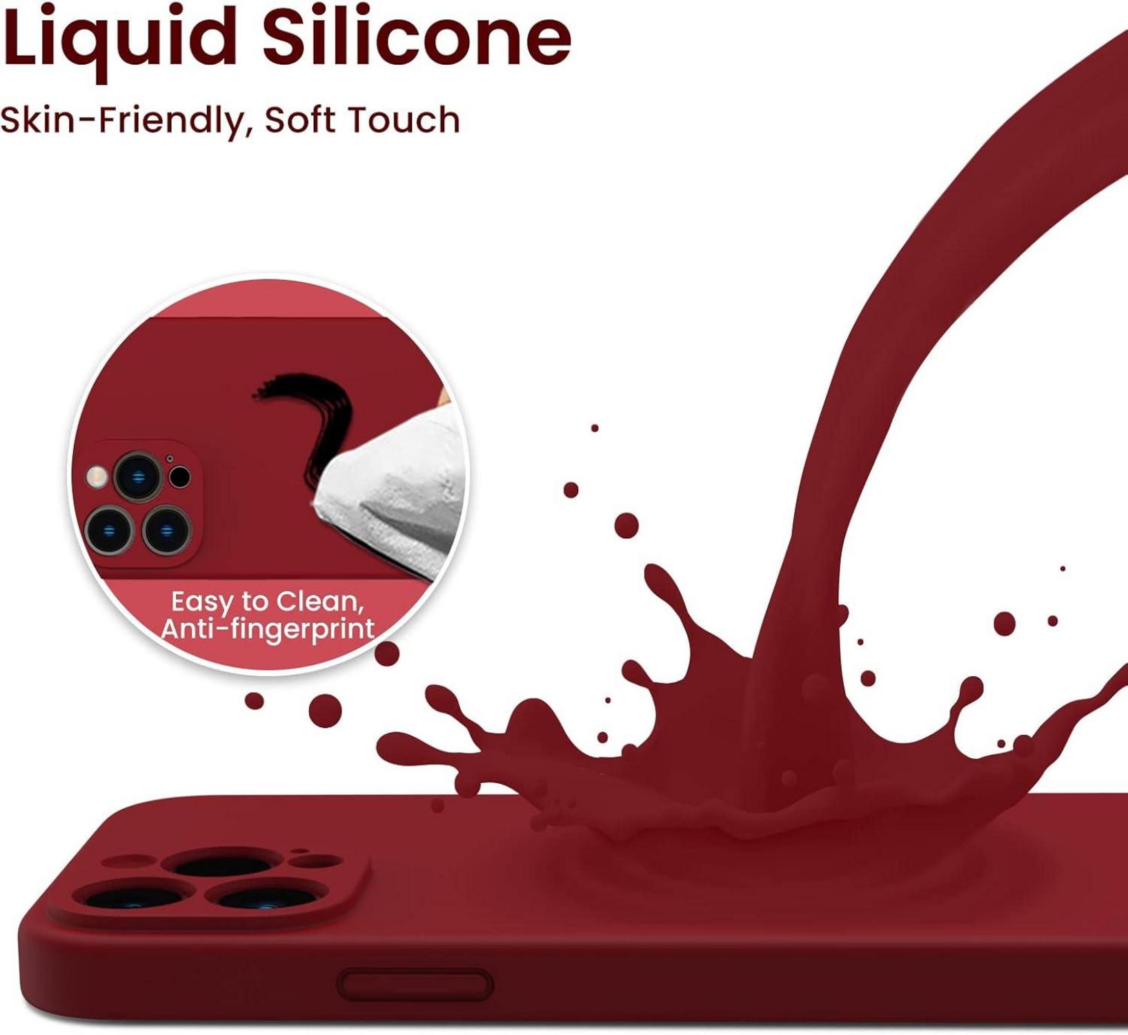 Schutzhülle für iPhone 13 Pro Max mit Silikon Gel und Schutzfolie Rot