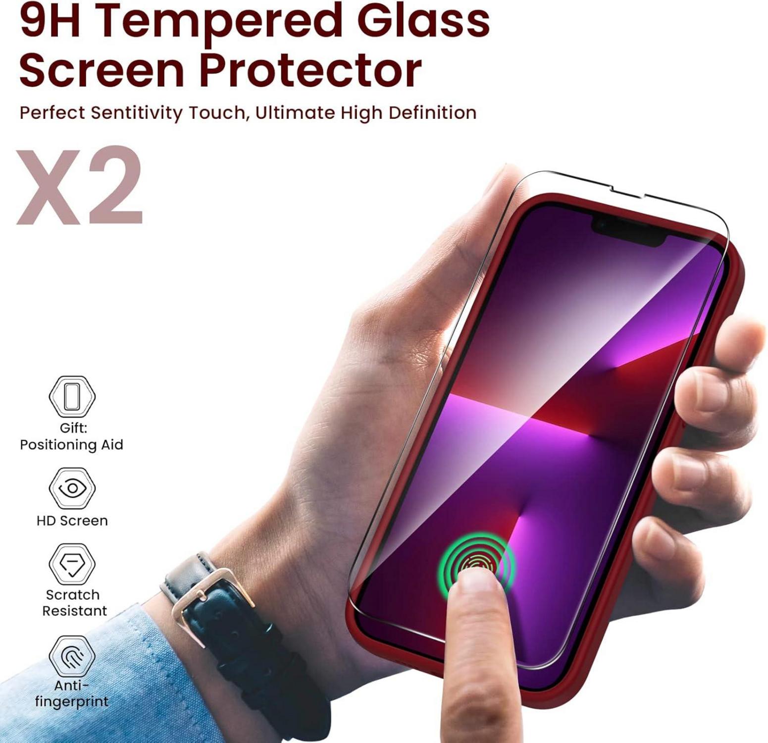 Hülle für iPhone 13 Pro Max - Flüssiges Silikon - Rundumschutz - stoßfest - Rot
