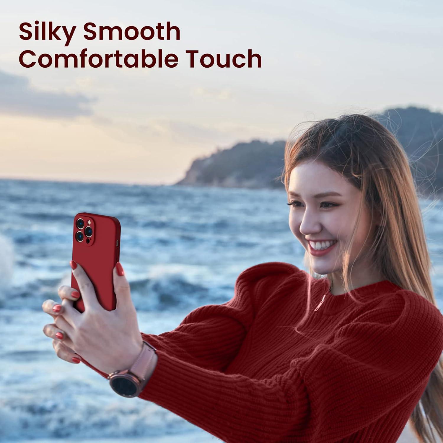 iPhone 13 Pro Max Hülle Silikon Gel Case mit Schutzfolie Rot