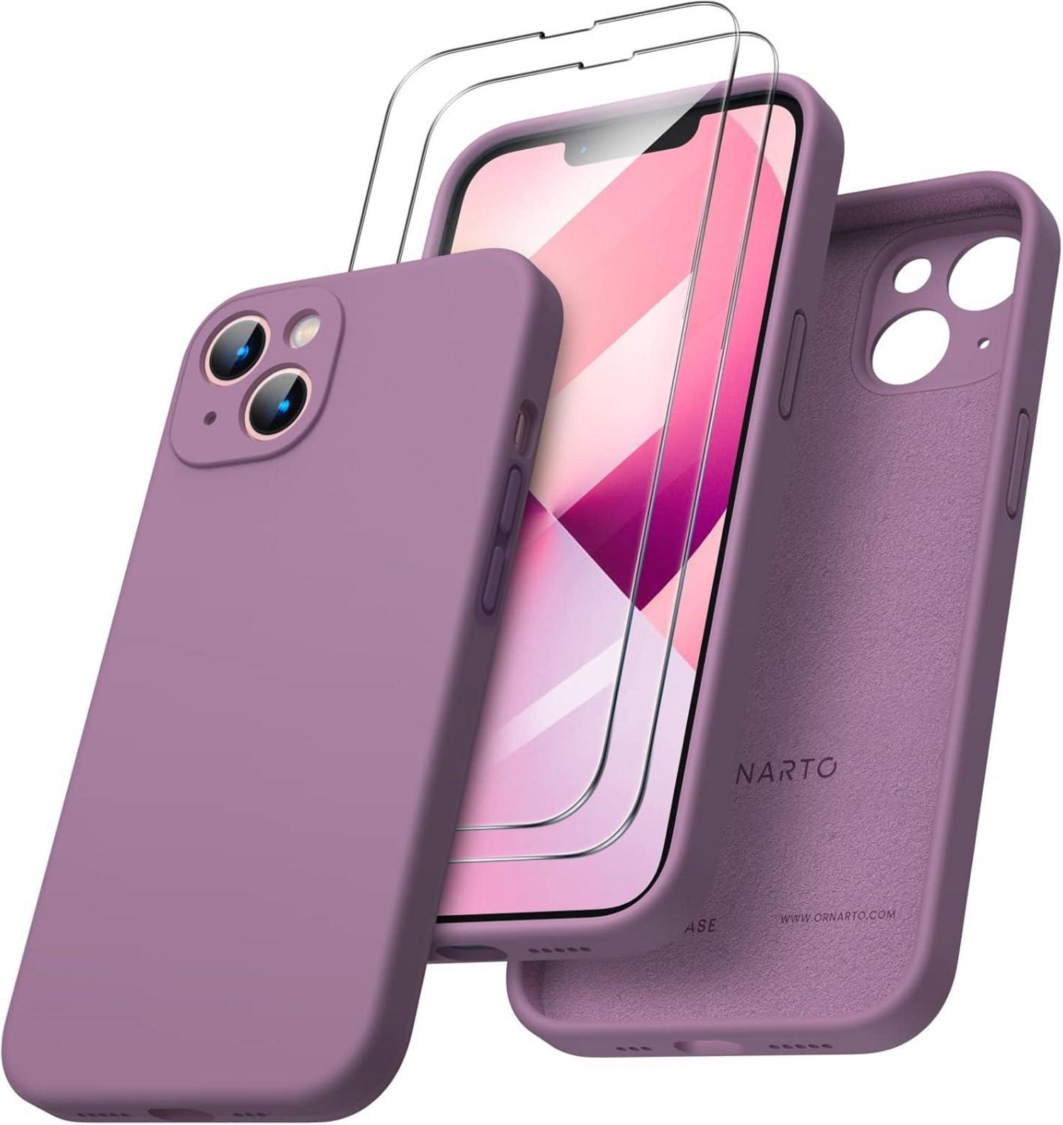iPhone 13 Hülle Schutzhülle Silikon Gel Rundumschutz Lila Flieder