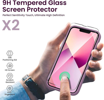 iPhone 13 Hülle Silikon Gel Case + Schutzfolie Lila Flieder Rundumschutz