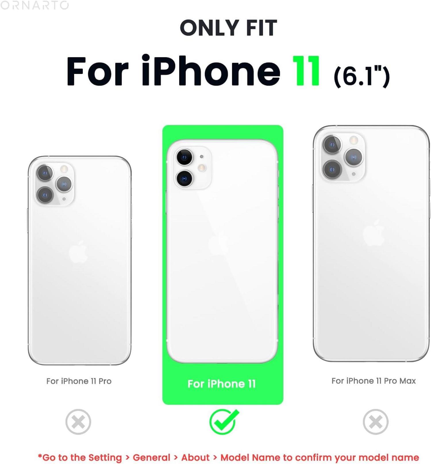 ORNARTO iPhone 11 Hülle + 2 x Schutzfolie Silikon Case Eckig