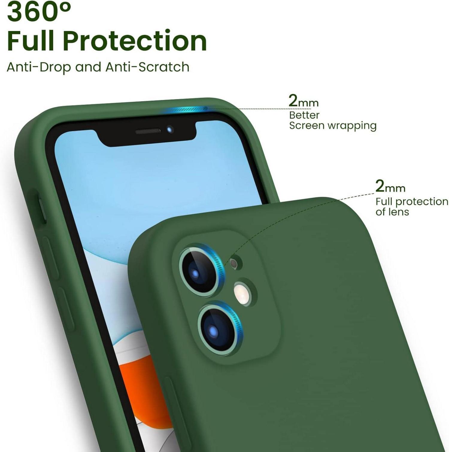 iPhone 11 Hülle mit Schutzfolie und Silikon Gel Case Kleegrün