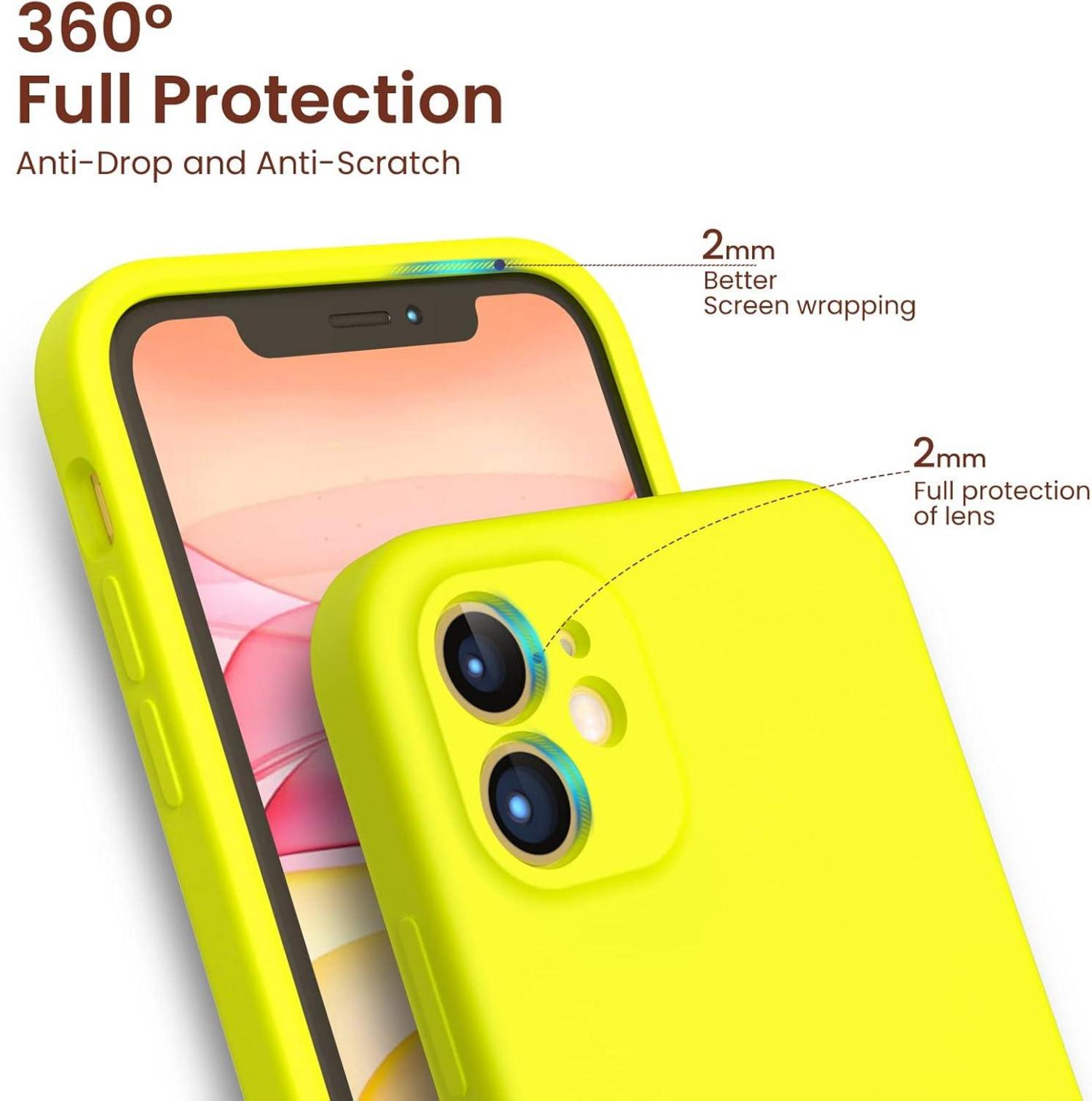 ORNARTO iPhone 11 Hülle mit Schutzfolie - Silikon Case fluo. Grün