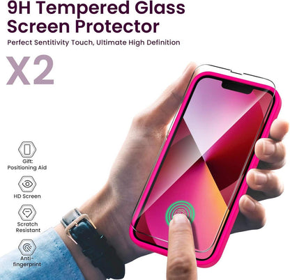 Schutzhülle kompatibel mit iPhone 13, 2x Schutzfolie, stoßfestes Silikon
