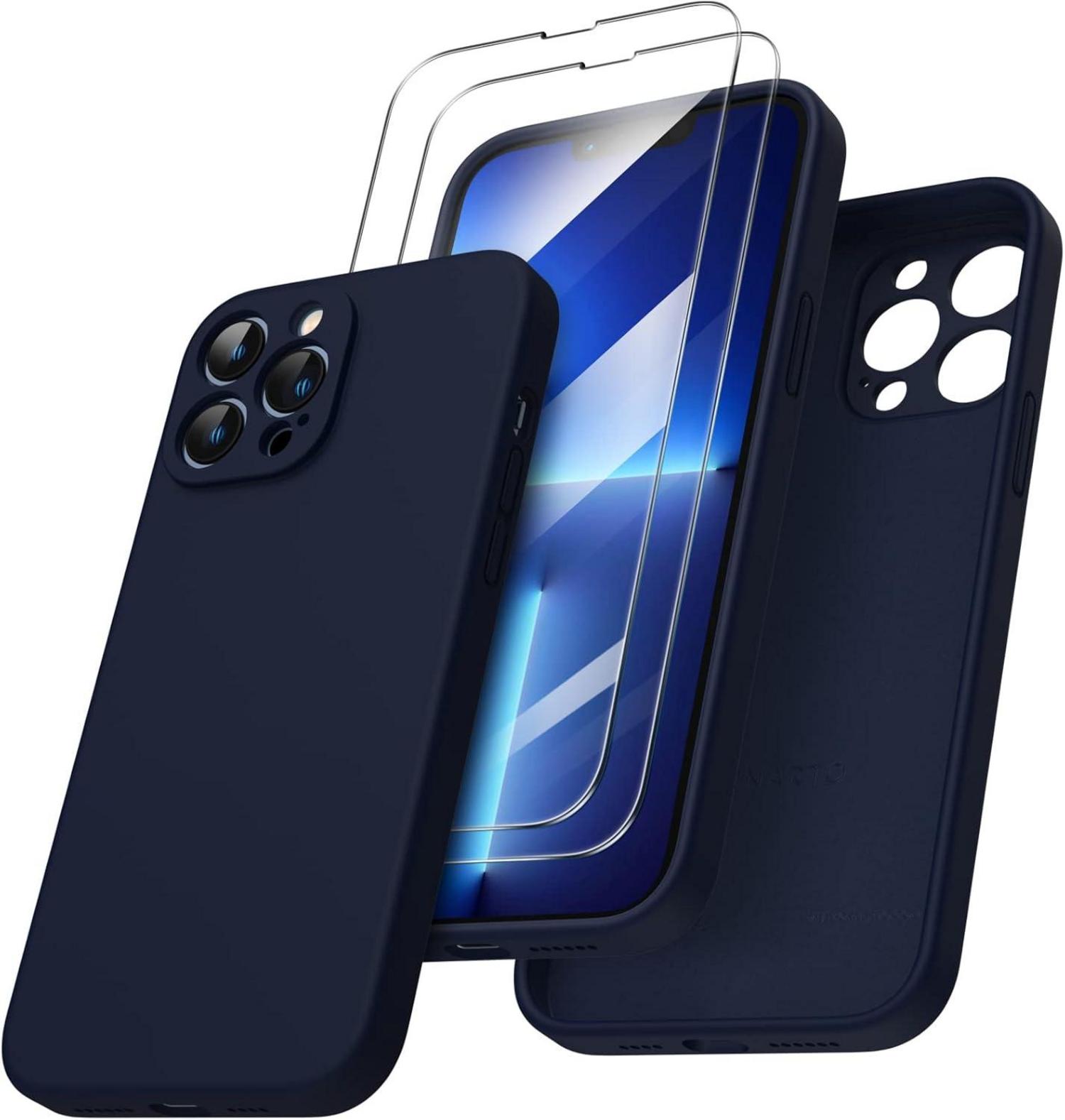Silikonhülle Schutzfolie iPhone 13 Pro Max Marineblau