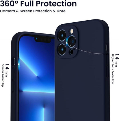 ORNARTO iPhone 13 Pro Max Hülle mit Schutzfolie - Marineblau