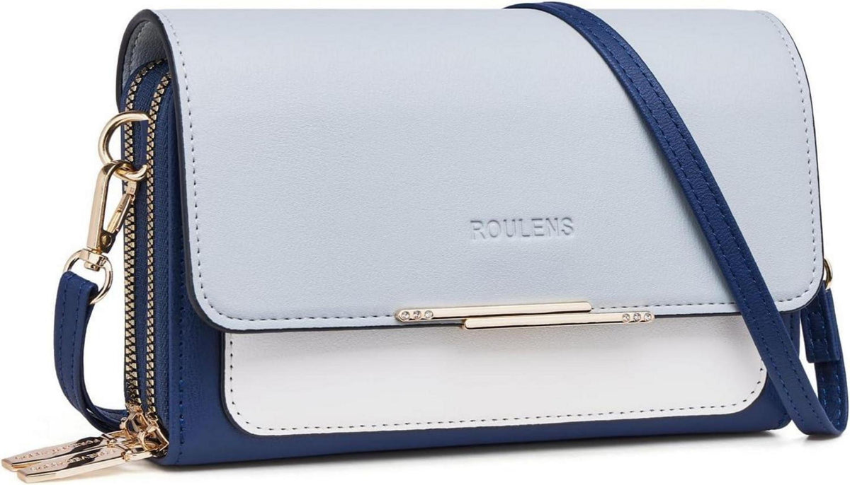 Kleine PU Leder Umhängetasche mit Kartenschlitz Marineblau