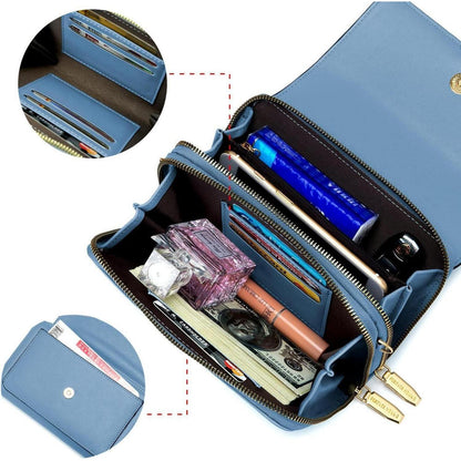 Kleine Damen Umhängetasche Crossbody Blau in Lederoptik