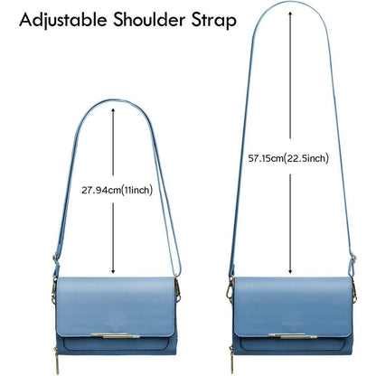 Kleine Damen Umhängetasche Crossbody Blau in Lederoptik