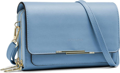 Kleine Damen PU Leder Umhängetasche mit Kartenschlitz Blau