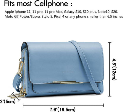 Kleine Damen Umhängetasche PU Leder Crossbody Blau mit