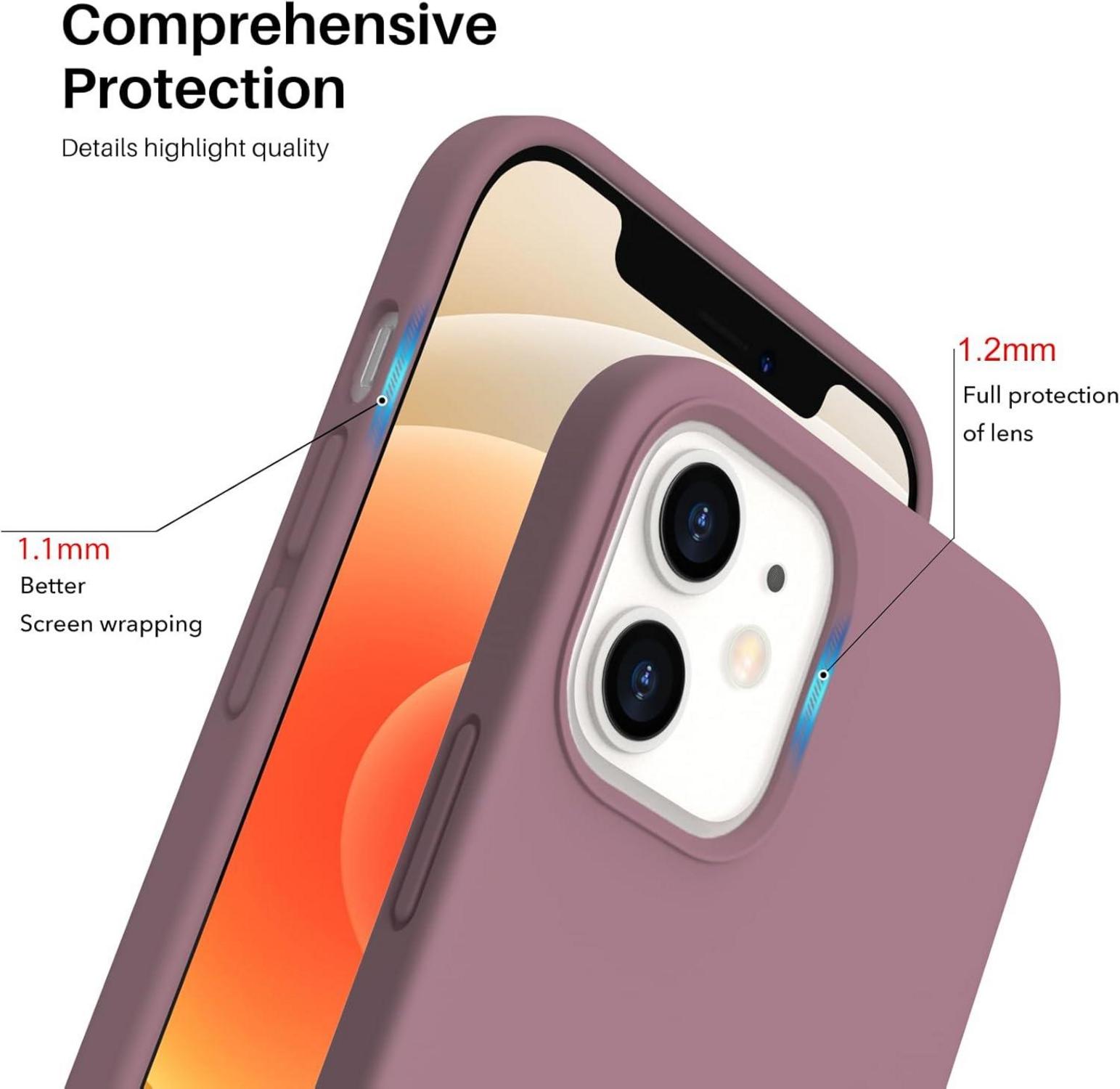ORNARTO iPhone 12 Pro 6,1 Silikon Case Lila Flüssig Silikon Handyhülle Schutz