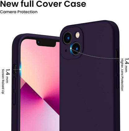 ORNARTO iPhone 13 Hülle mit Schutzfolie Silikon Gel Case Dunkelviolett