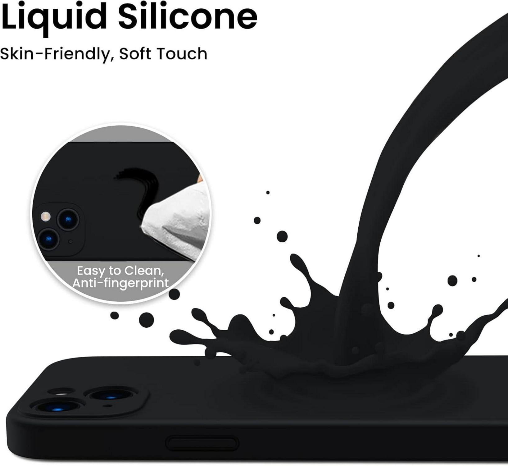 iPhone 13 Hülle mit 2x Schutzfolie Silikon Gel Case Schwarz