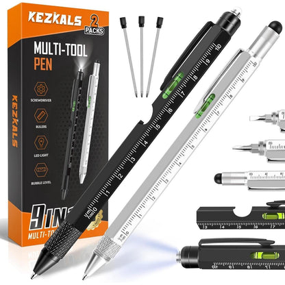 KEZKALS 9-IN-1 Kugelschreiber - Multifunktionsstift Set Männer Geschenke Gadgets