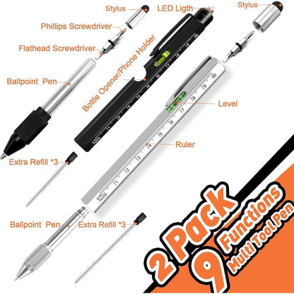 KEZKALS 9-IN-1 Kugelschreiber - Multifunktionsstift Set Männer Geschenke Gadgets