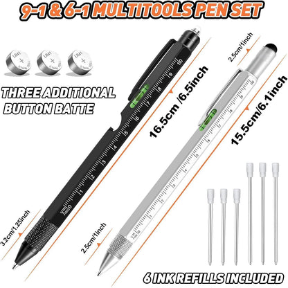 KEZKALS 9-IN-1 Kugelschreiber - Multifunktionsstift Set Männer Geschenke Gadgets