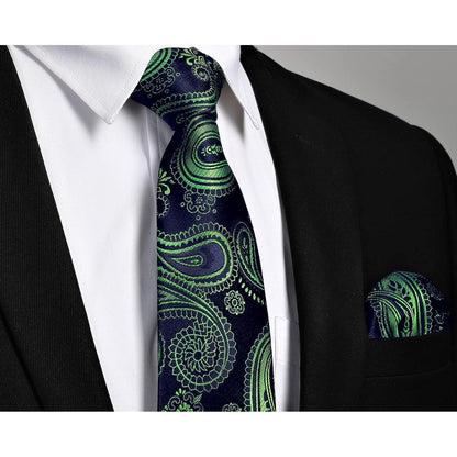 Herren Paisley Krawatte Einstecktuch Set Hochzeit Party