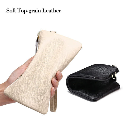 SENDEFN Damen RFID Handtasche Clutch Geldbörse Beige