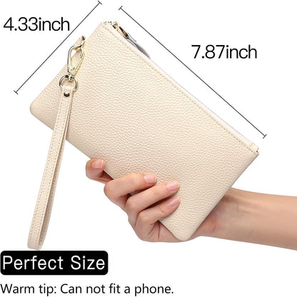 SENDEFN Damen RFID Handtasche Clutch Geldbörse Beige