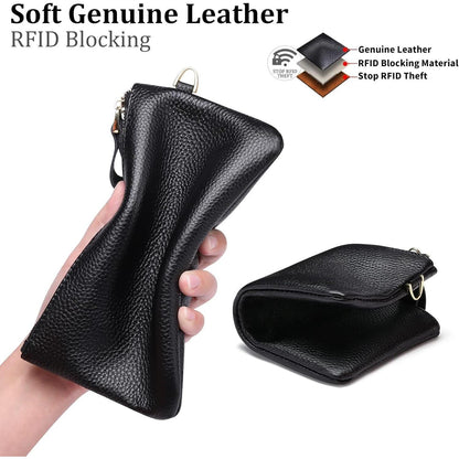 SENDEFN Damen RFID Schutz Clutch Geldbörse Leder Handtasche