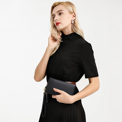 SENDEFN Damen RFID Schutz Clutch Geldbörse Leder Handtasche