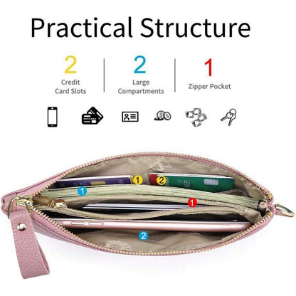 SENDEFN Damen Handtasche RFID Schutz Clutch Leder Geldbörse