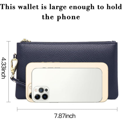 RFID Damen Handtasche Echtes Leder Clutch Münzfach Blau