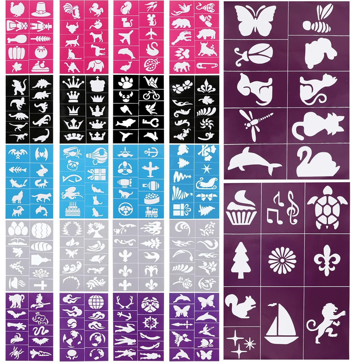22 Blatt Tattoo Schablonen Set für Kinder und Erwachsene
