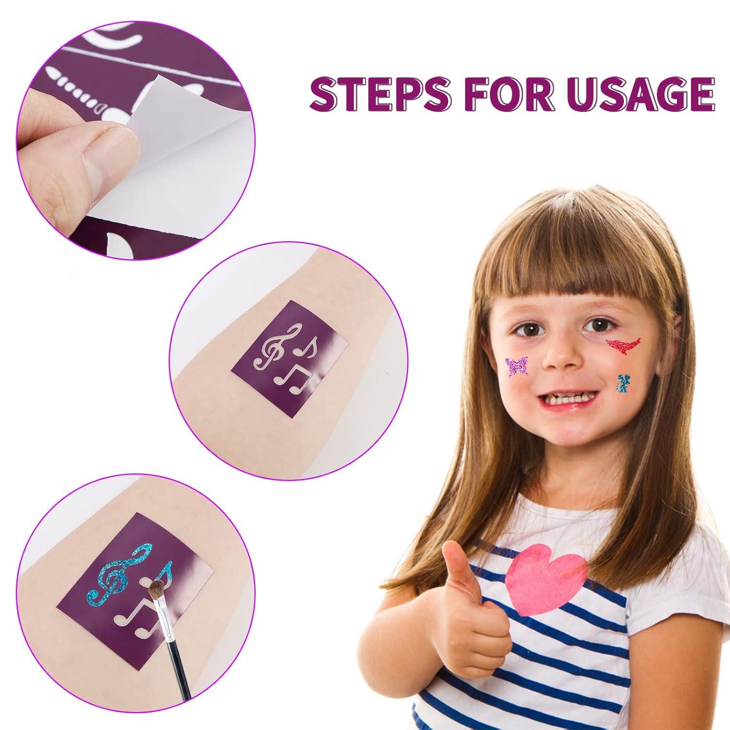 22 Blatt Wiederverwendbare Tattoo Schablonen Set für Kinder
