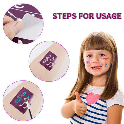 22 Blatt Wiederverwendbare Tattoo Schablonen Set für Kinder