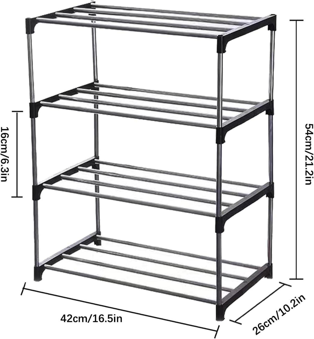 Schuhregal 4 Ebenen stapelbar Organizer Fußraum Black