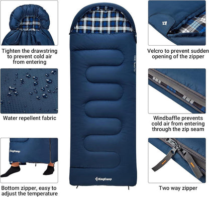 Kinderschlafsack für Winter Camping 170 x 70 cm 7°C 1.4 KG