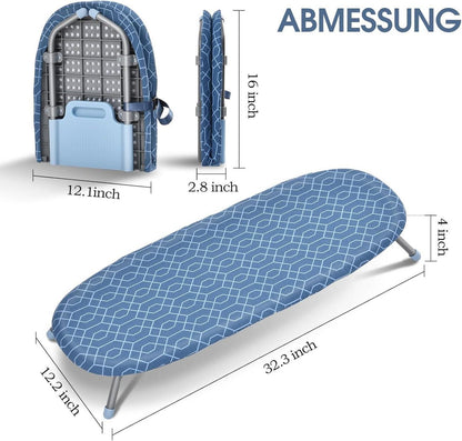 Klappbares Tisch-Bügelbrett 31x82cm hitzebeständige Abdeckungen Blau Grau