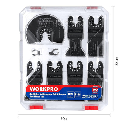 WORKPRO Oszillierendes Sägeblatt Set 22tlg. Multitool Zubehör Kit Holz Metall Kunststoff