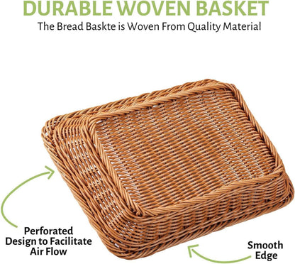 Geflochtene Brotkörbe 2er-Set 35x25x7 cm Polypropylen Braun