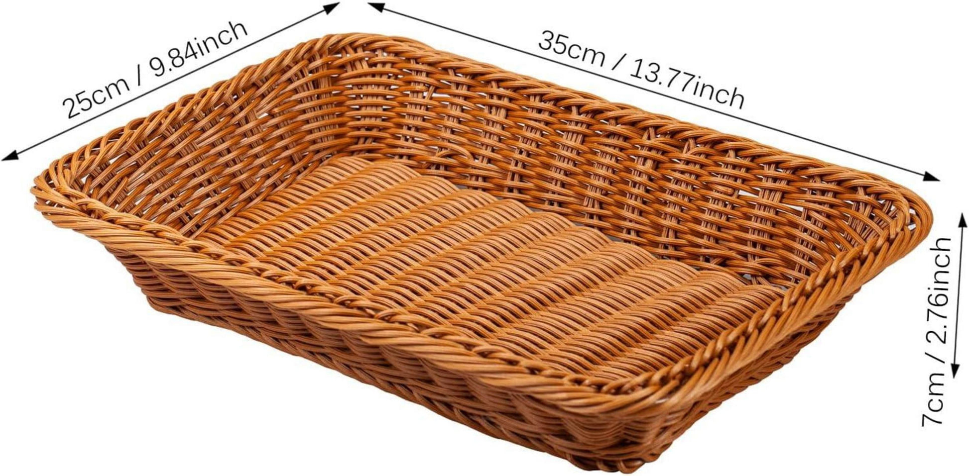 2er Set Geflochtene Brotkörbchen 35 x 25 x 7 cm Braun Polypropylen