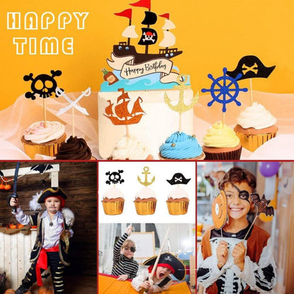 31-teiliges Piraten Tortendeko Set für Kindergeburtstag Piratenparty Muffin