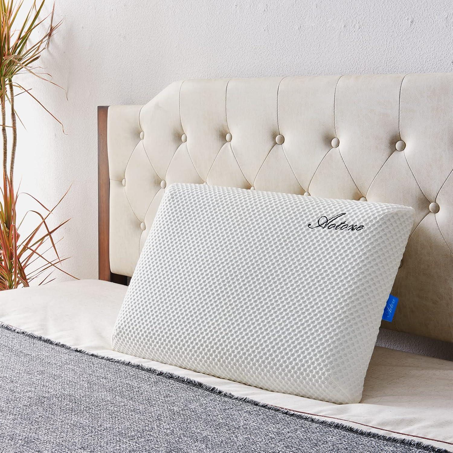 AOTOZE Slim Gel Memory Foam Pillow 2.4-Inch Thin Flat for Sleeper