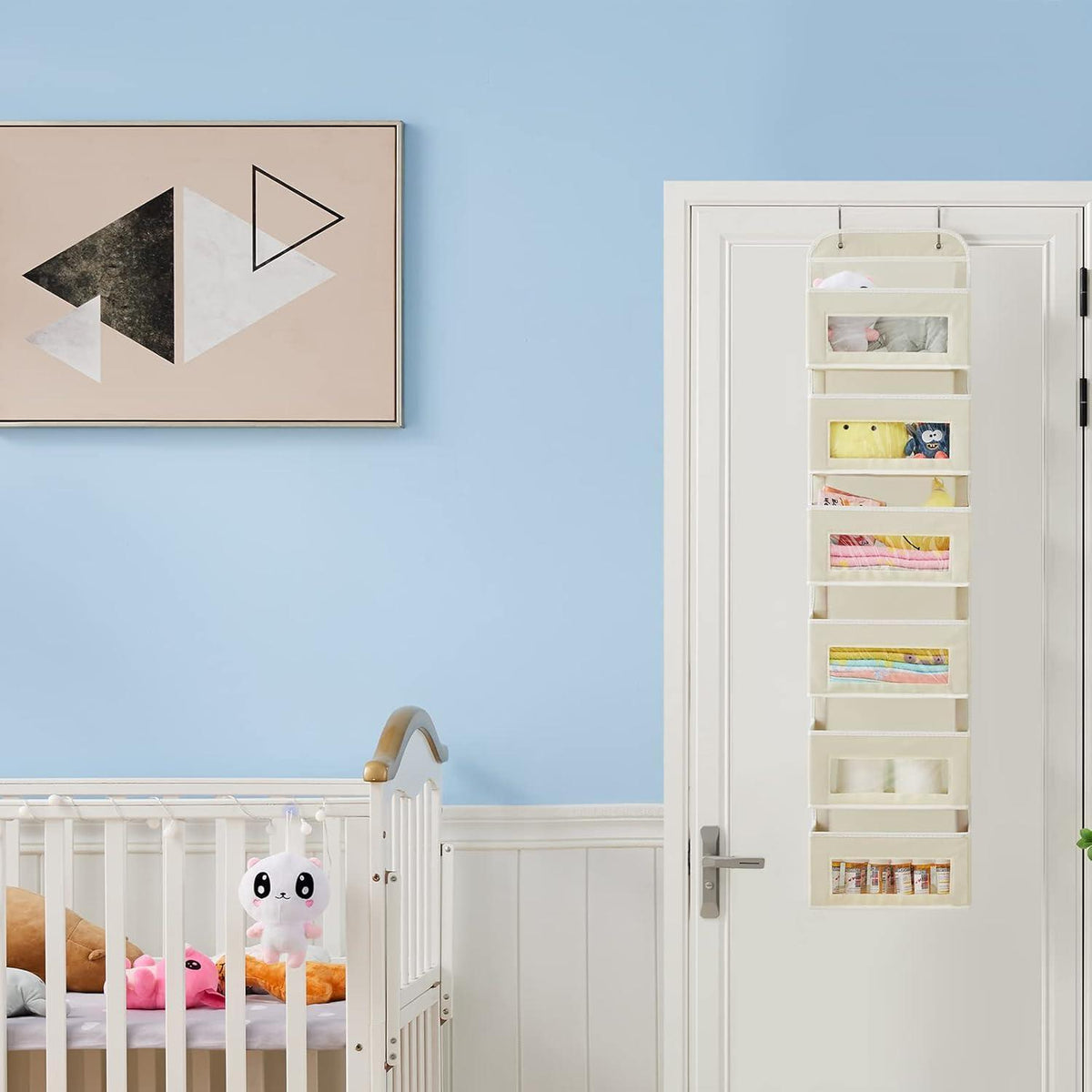 Hängeorganizer mit 6 großen Taschen und Fenster, Beige