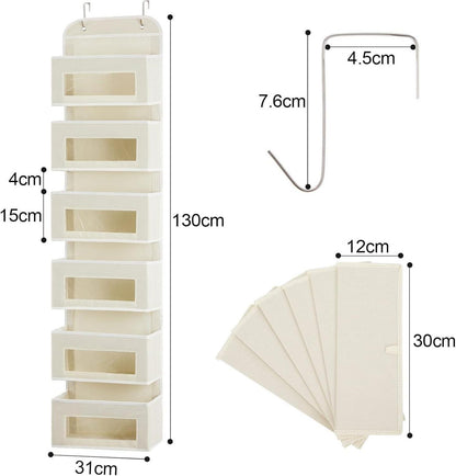 Hängeorganizer 6 große Taschen Fenster Hängeregal Beige