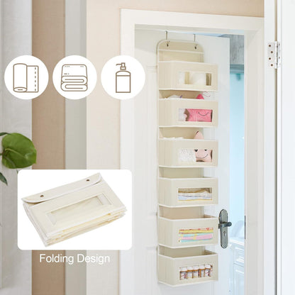 Hängeorganizer 6 Großen Taschen Fenster Hängeregal Beige