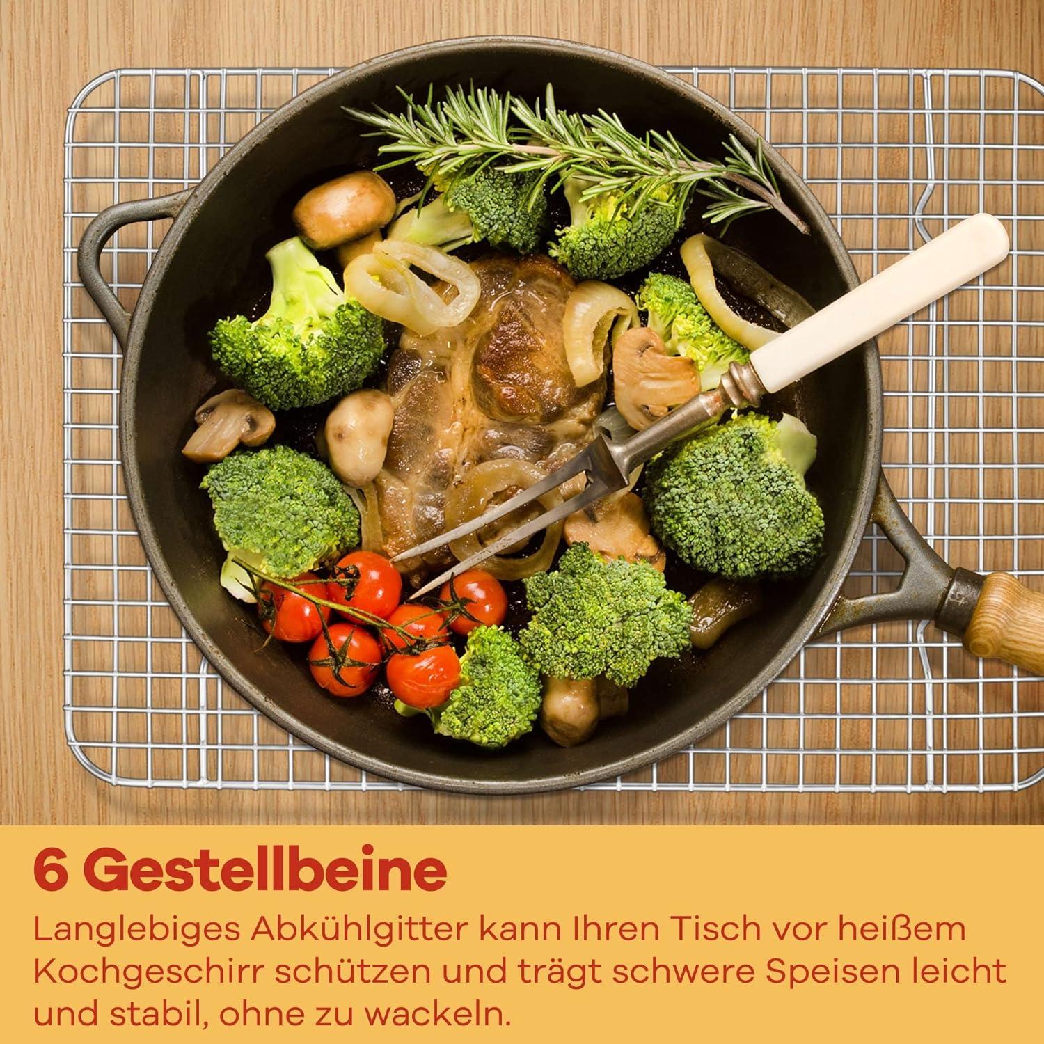 Edelstahl Abkühlgitter Set für Große Backbleche 39x28 cm 2er-Set