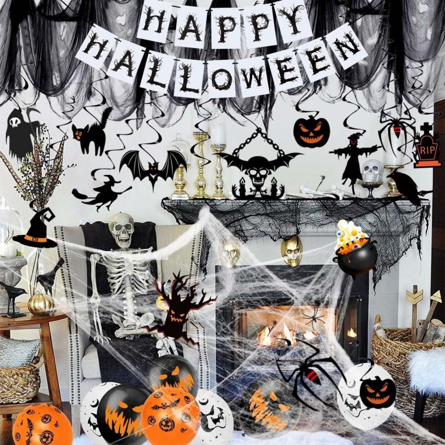 Halloween Deko Set, Gruselige Party Spiralen Deckendeko, Horror