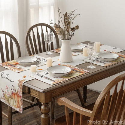 Herbstliche Platzsets 4er Set Blumen Blätter Kürbisse 30x45cm