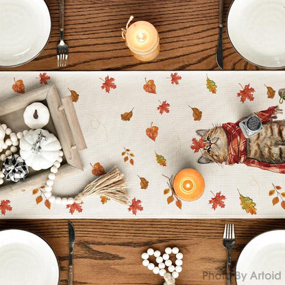 Artoid Mode Herbst Katzen Tischläufer 40x100cm Beige