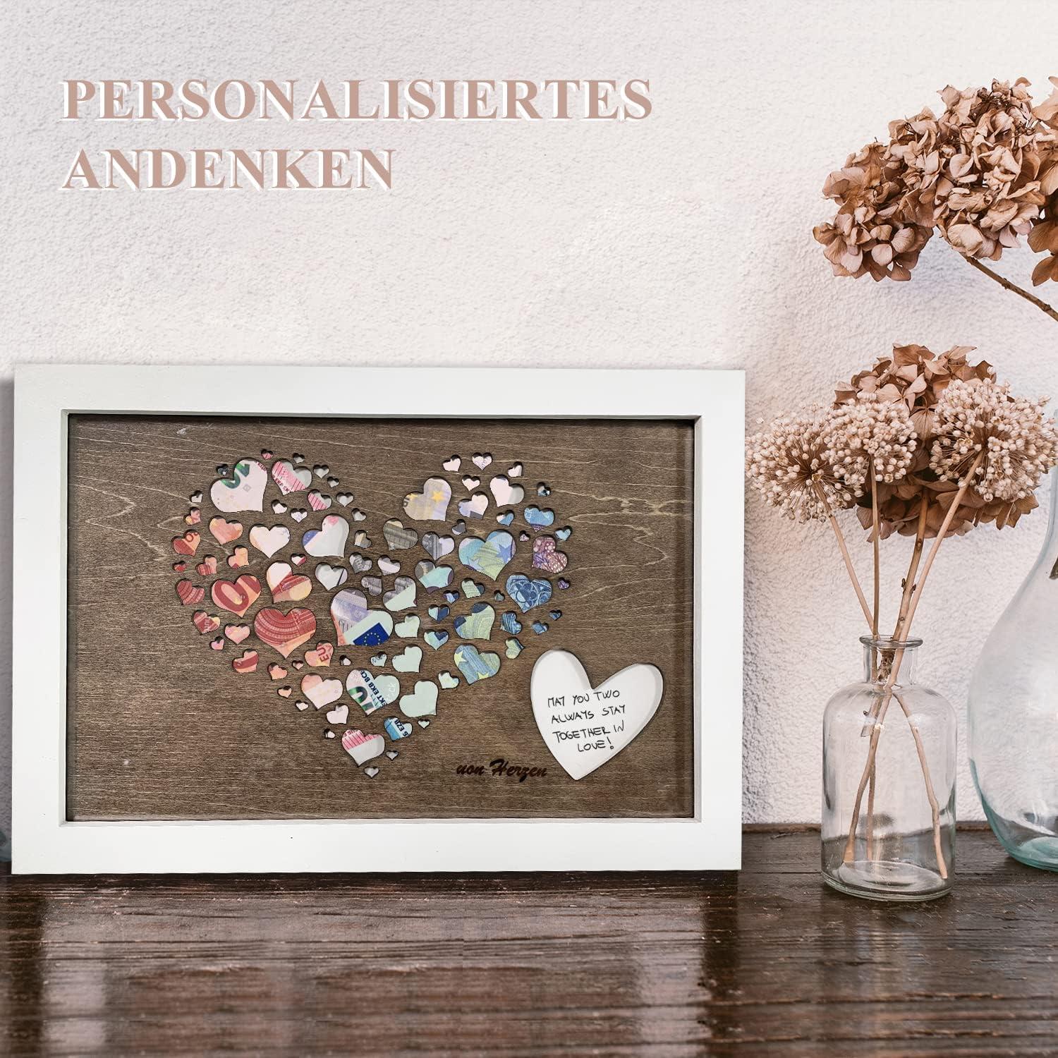Geldgeschenk Hochzeitsrahmen Herzmotiv Personalisierbar