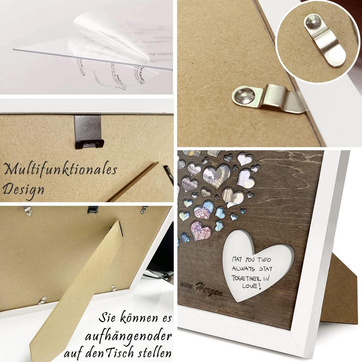 KIILYS Geldgeschenk Hochzeit Herzmotiv Bilderrahmen Personalisierung