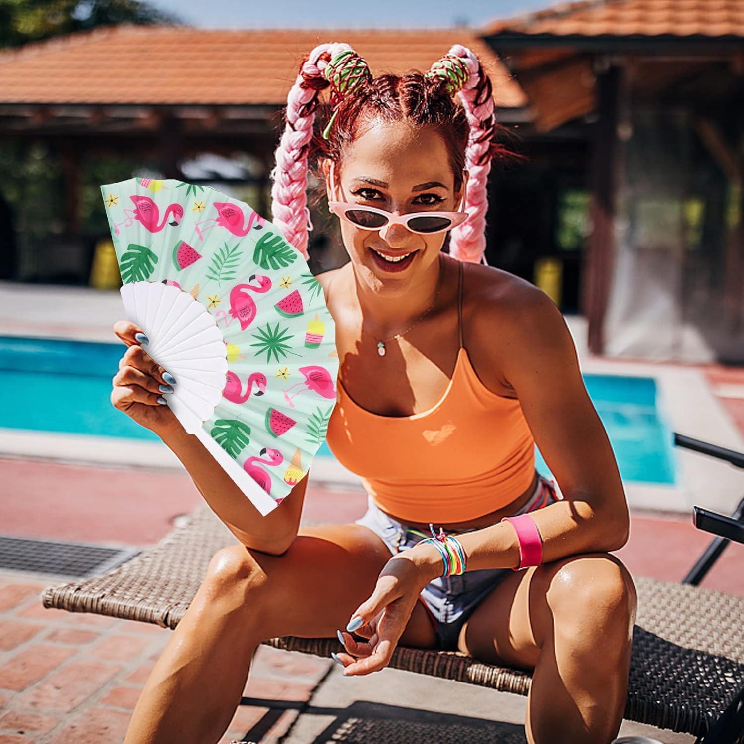 Handfächer Sommer Flamingo Wassermelone Muster Aloha Party Poolparty